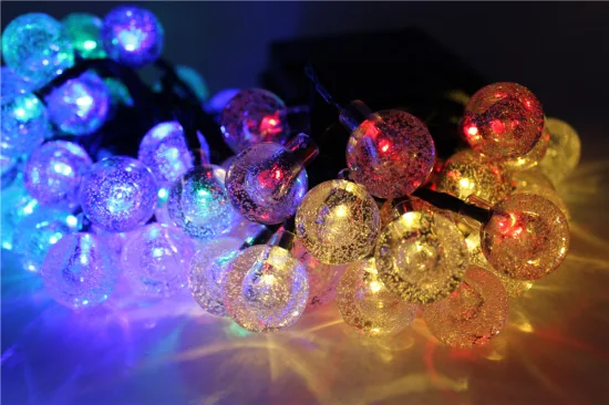 Lampadina a sospensione S14 con sfera di cristallo a 50 LED a luce solare all'ingrosso per le vacanze natalizie sull'albero del proiettore
