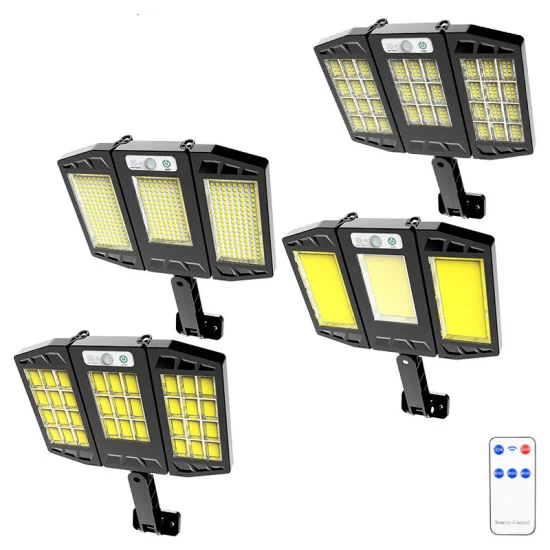 Luci di sicurezza 384LED 264COB con telecomando Lampade impermeabili IP65 Luci da parete grandangolari a 270° con 3 modalità